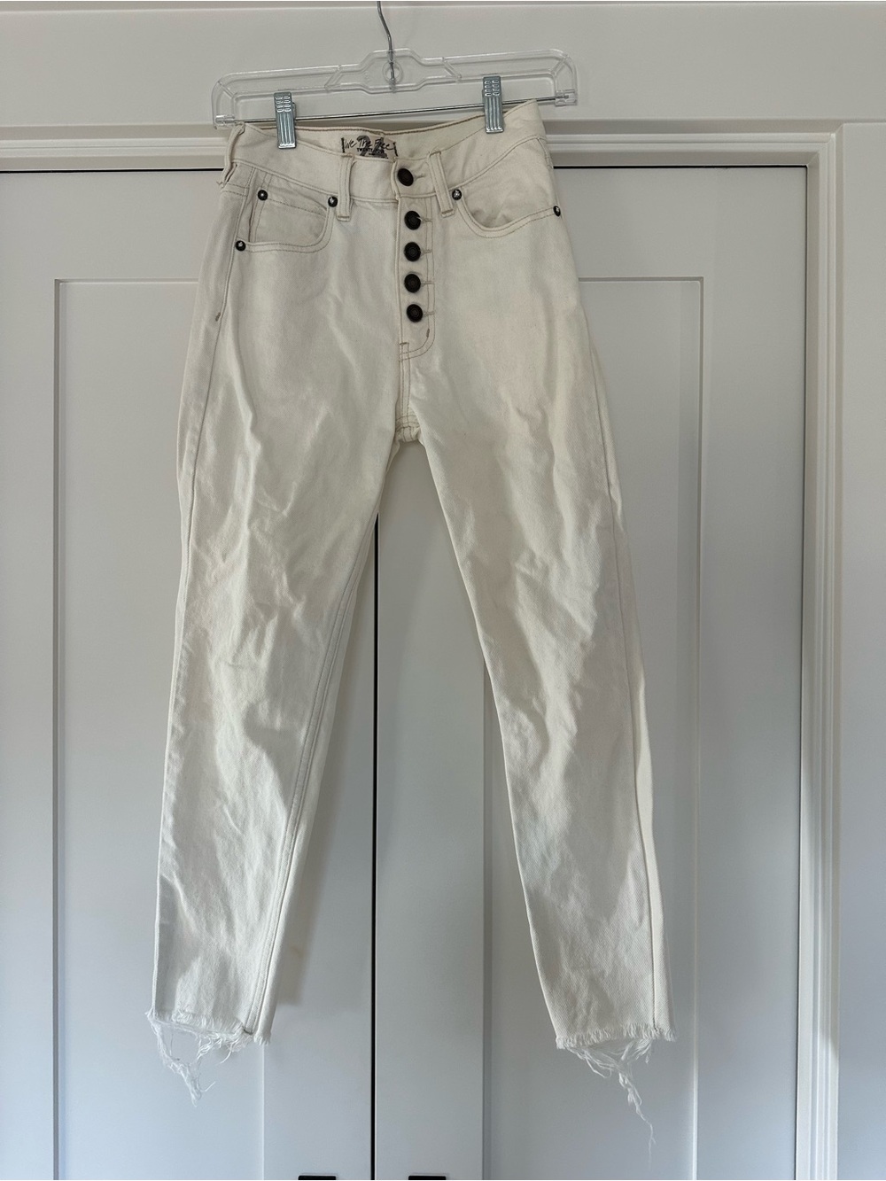We The Free High-Rise Off-White Button-Fly Jeans